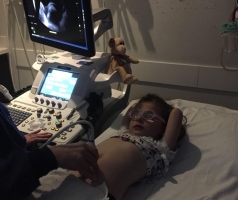 Girl undergoing routine ultrasound